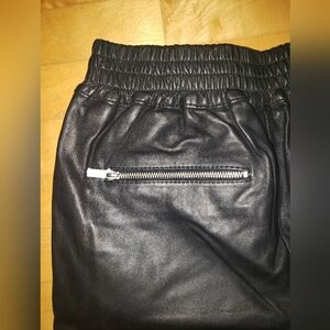 OAK NYC Genuine lambskin leather black joggers sweatpants  S/M